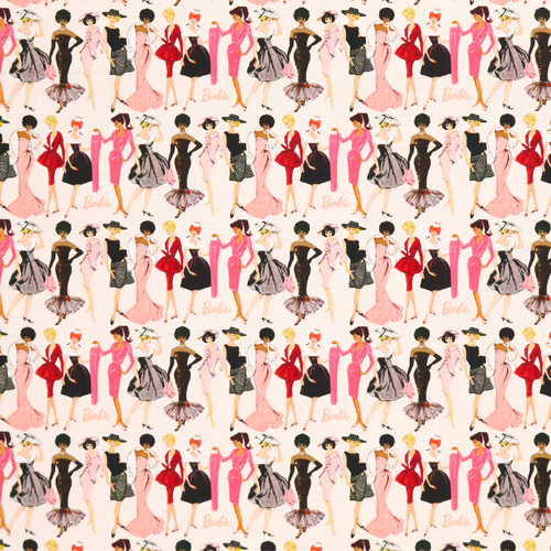 Moda Pasarela Vintage Barbie En Blush Tela de Riley Blake