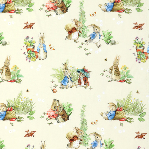 Peter Rabbit Benjamin Bunny Meilleurs Amis Cr�me Tissu par Riley Blake