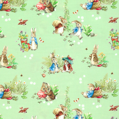 Peter Rabbit Benjamin Bunny Meilleurs Amis Vert Tissu par Riley Blake