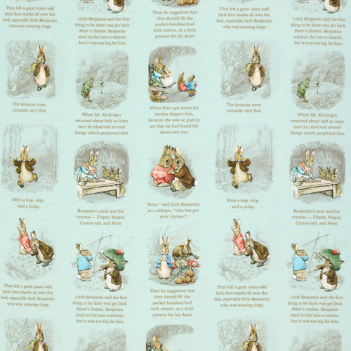 Peter Rabbit Benjamin Bunny Heure Du Conte Bleu Tissu par Riley Blake