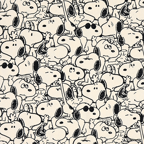 Snoopy Woodstock Cartoon Sketched Outlines Fabric