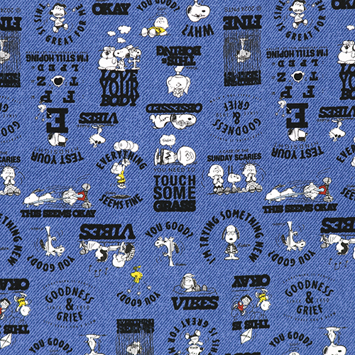 Snoopy 75e Bonté Citations De Bande Dessinée Denim Tissu par Sanrio