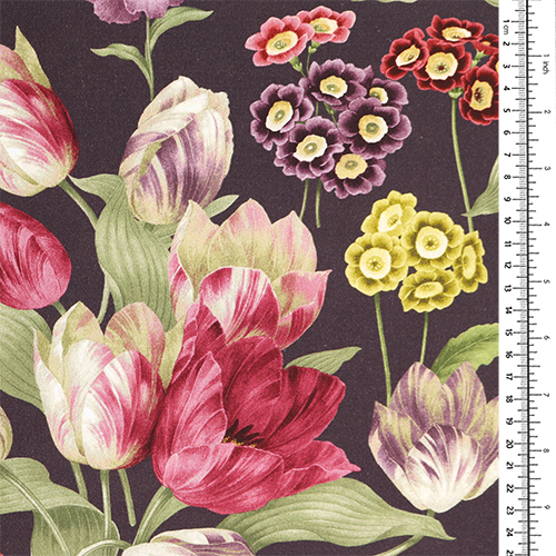 Vintage Botanical Tulips Pansy Bouquet 1