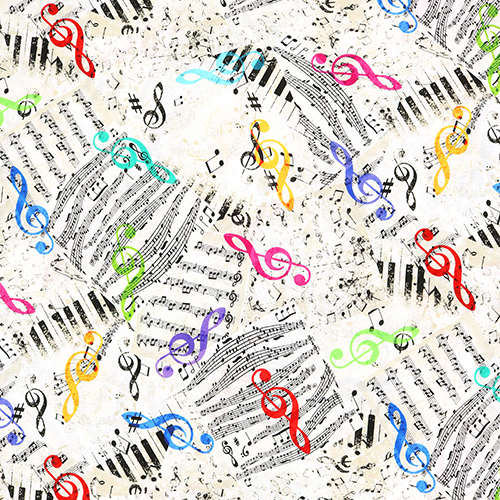 Notes De Musique Cls De Sol Rockstar Tissu par Timeless Treasures
