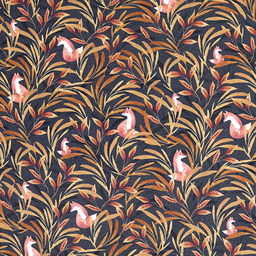 Renard Automne Fort Feuillue Bois Tissu par Timeless Treasures