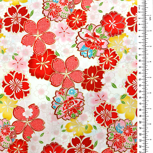 Gold Patterned Cherry Blossom Fabric by Kokka - modes4u