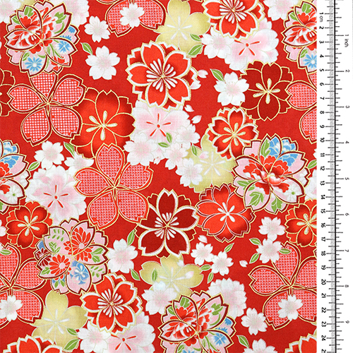 Gold Patterned Cherry Blossom Fabric by Kokka - modes4u