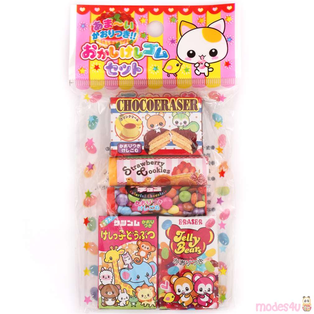 5 cute animal snack scented erasers from Japan kawaii modeS4u