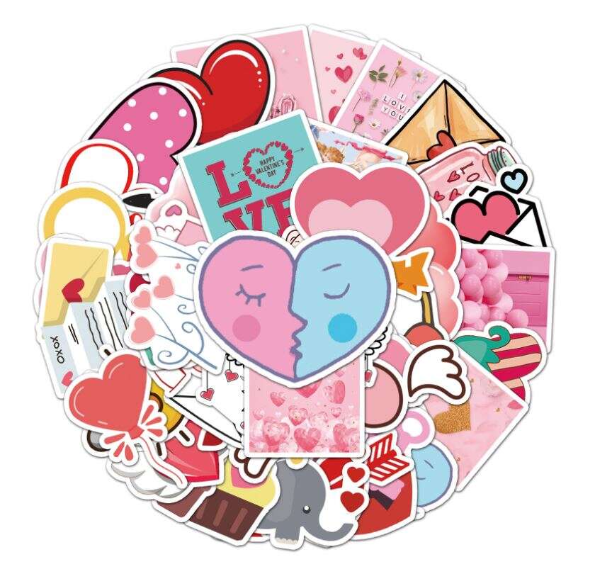 Confezione di adesivi di San Valentino con cuori di 50 fiocchi unici -  modeS4u