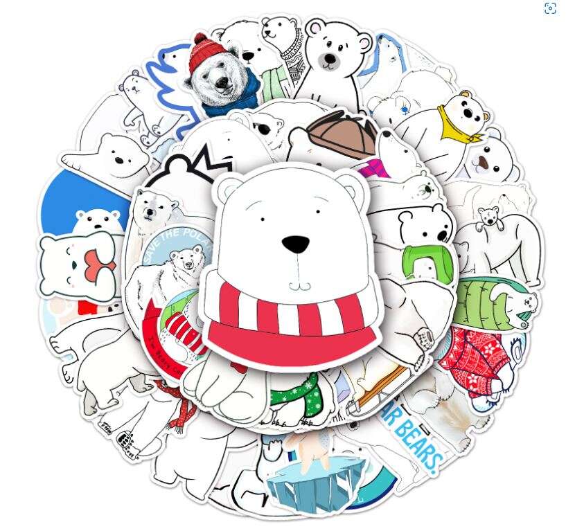 Chibi Polar Bear Stickers and Magnets -  Finland