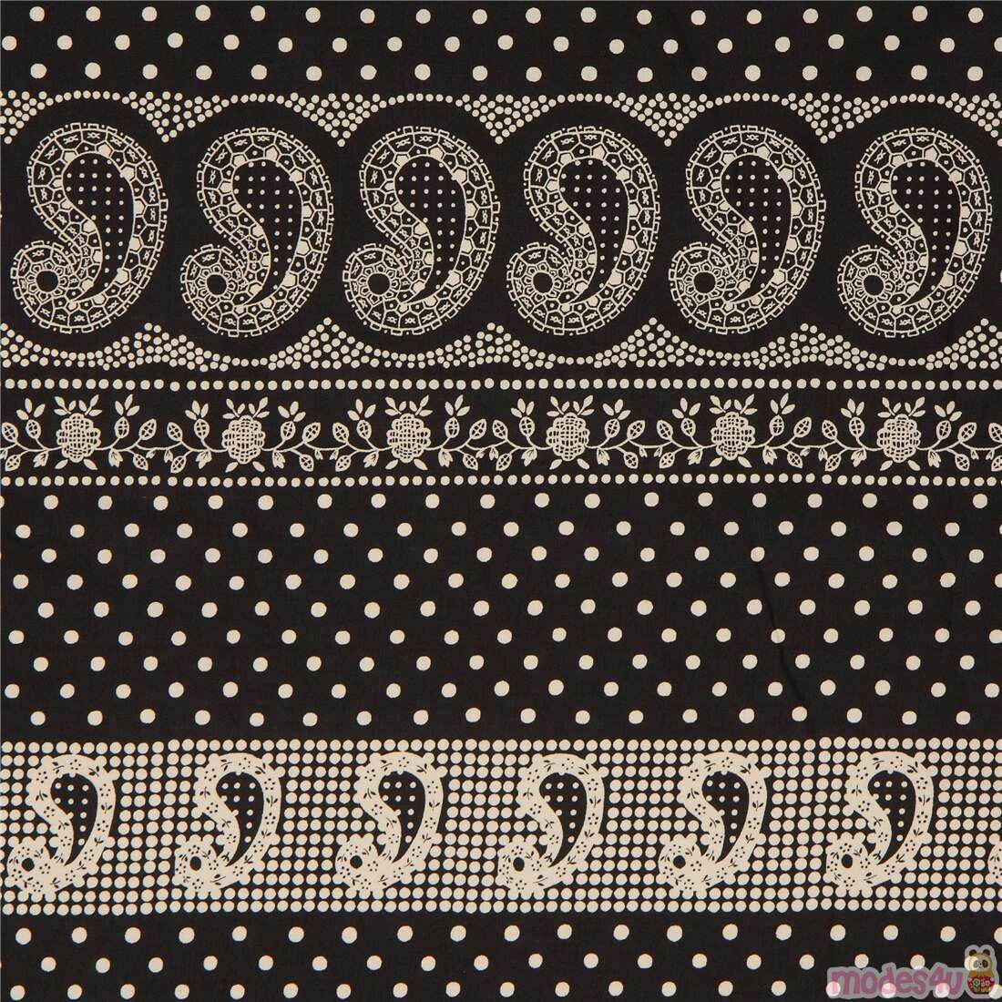 1 Yard Remnant- Queen Angelina- 100% Silk Fabric with Black and