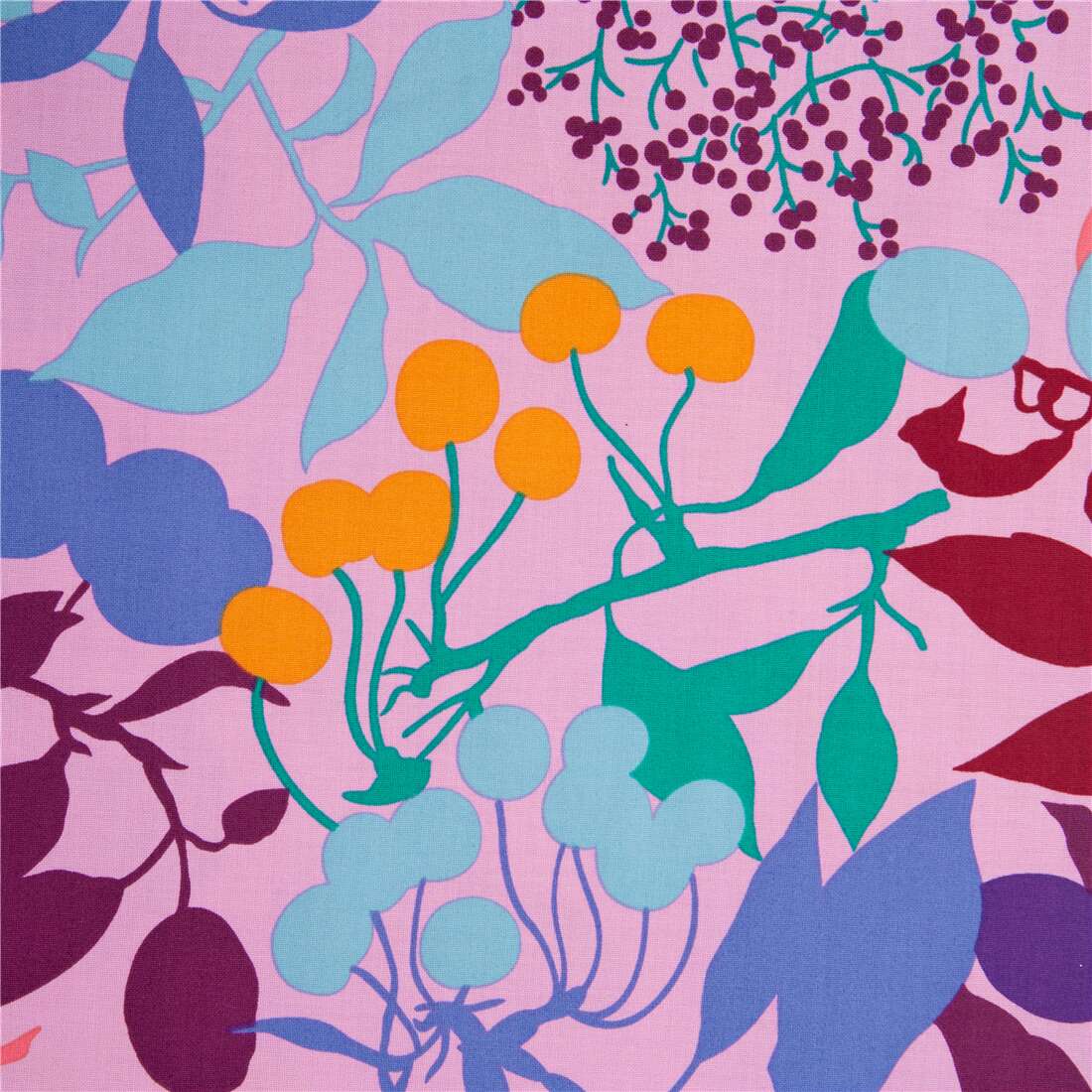 Alexander Henry purple fabric with blue berries - modeS4u