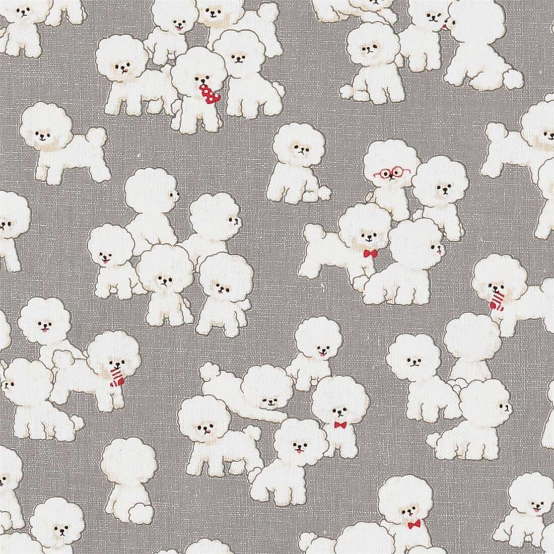 Animal fabric grey cotton linen canvas white dog puppy Cosmo modeS4u