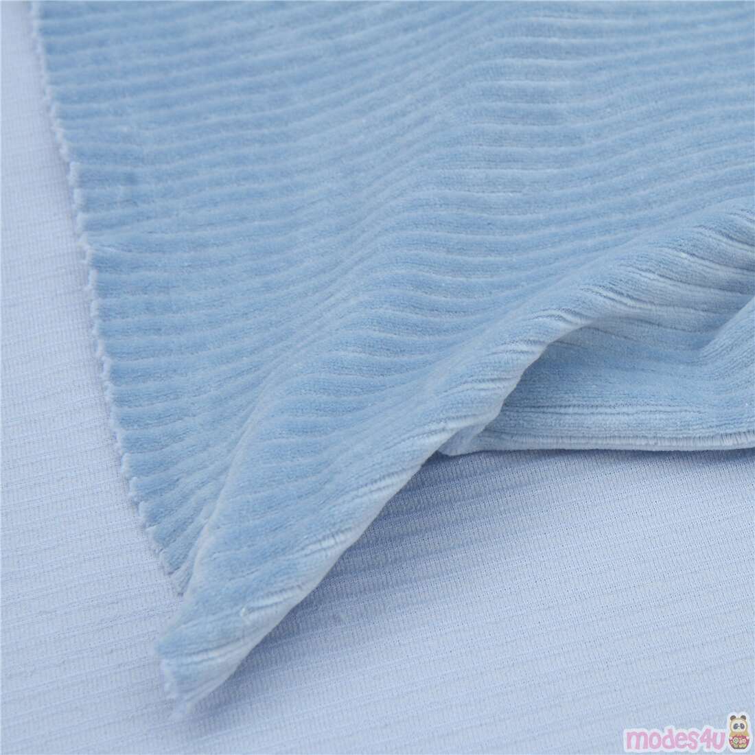 Avalana Velour Corduroy knit fabric in solid light blue by Stof Fabrics ...