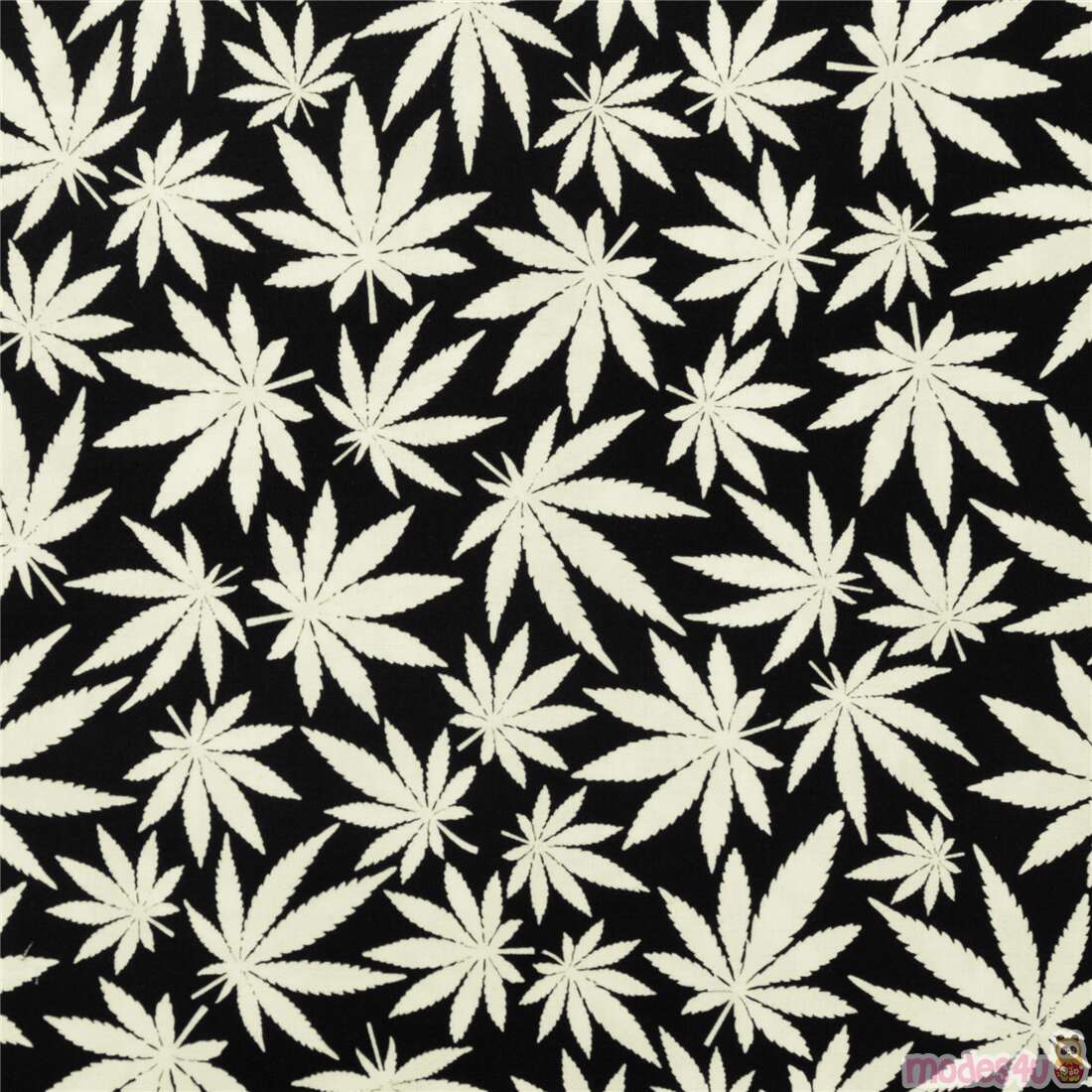 Black Timeless Treasures leaves glow in the dark fabric - modeS4u