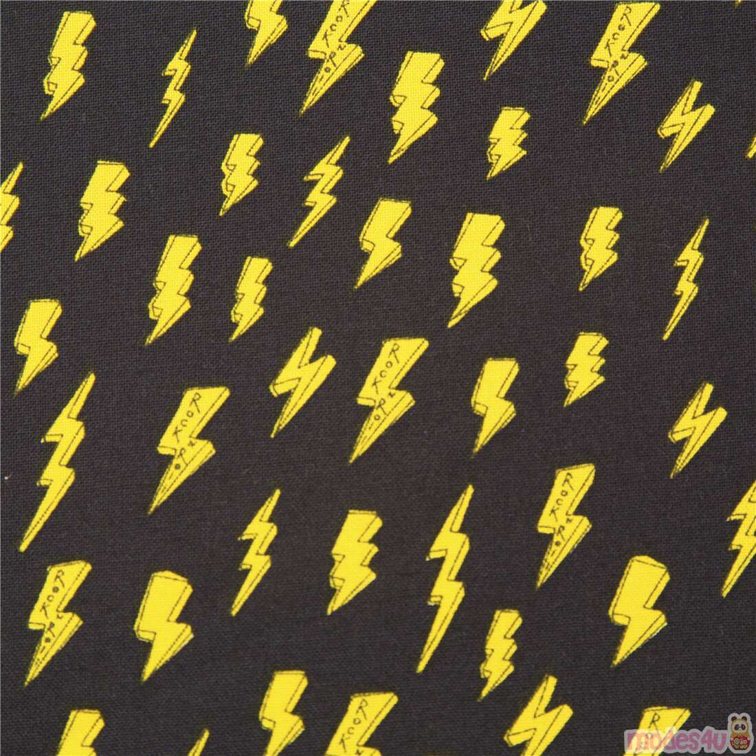 Lightning Bolts Print    Lt.Neon GreenBlack Fabric by the Yard