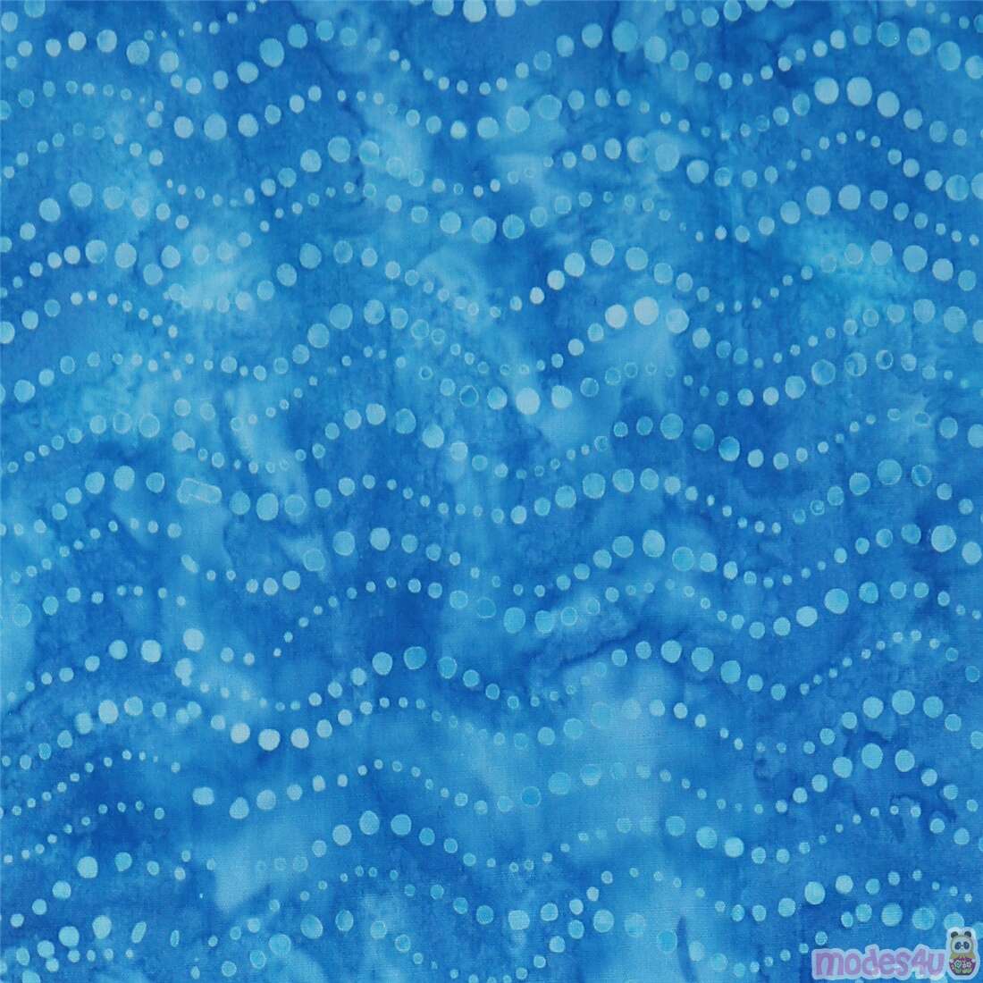 Blue dotted batik fabric with dots in waves Robert Kaufman Fabric by ...