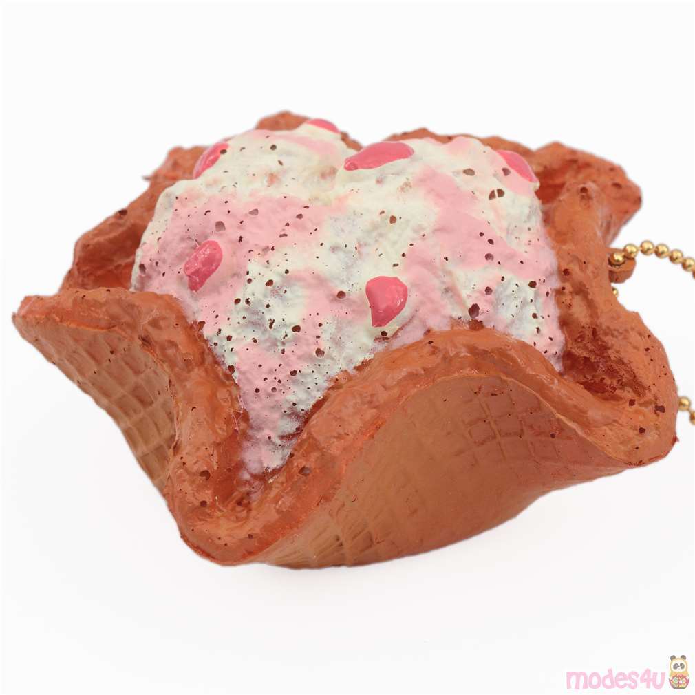 Cafe De N Cute Ice Cream With Strawberry Sauce Waffle Squishy Charm Modes4u