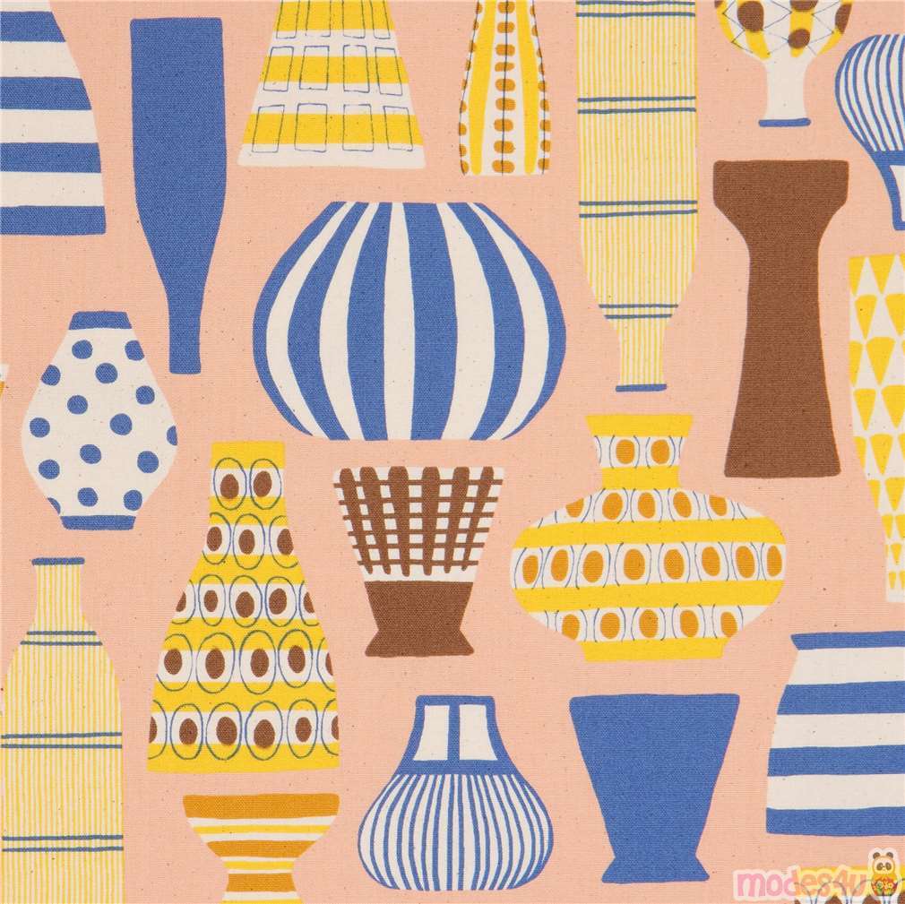 Fat Quarter (50 x 55 cm) Cosmo vase canvas fabric from Japan modeS4u