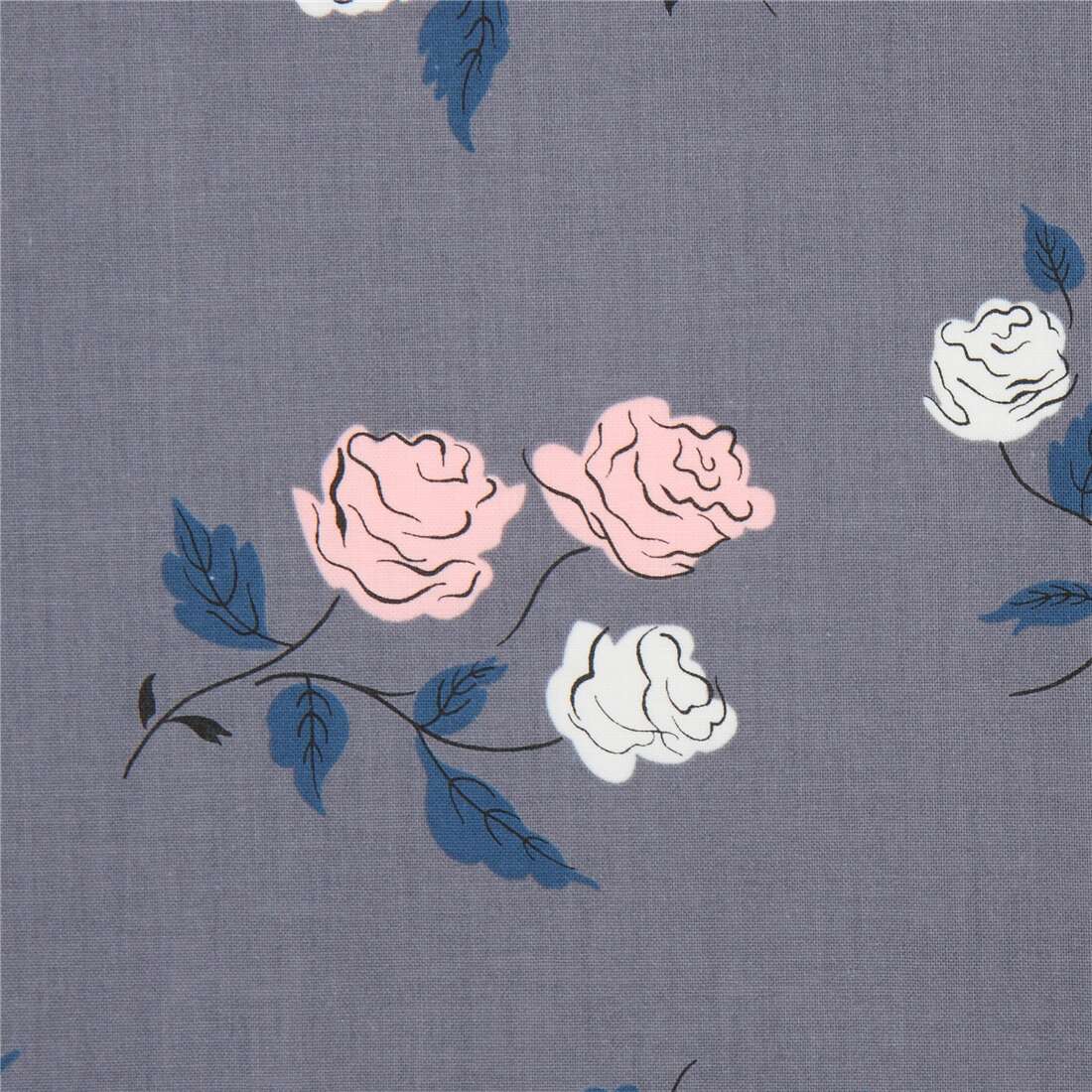 Cotton and Steel grey rose quilting fabric Fabric by Cotton + Steel