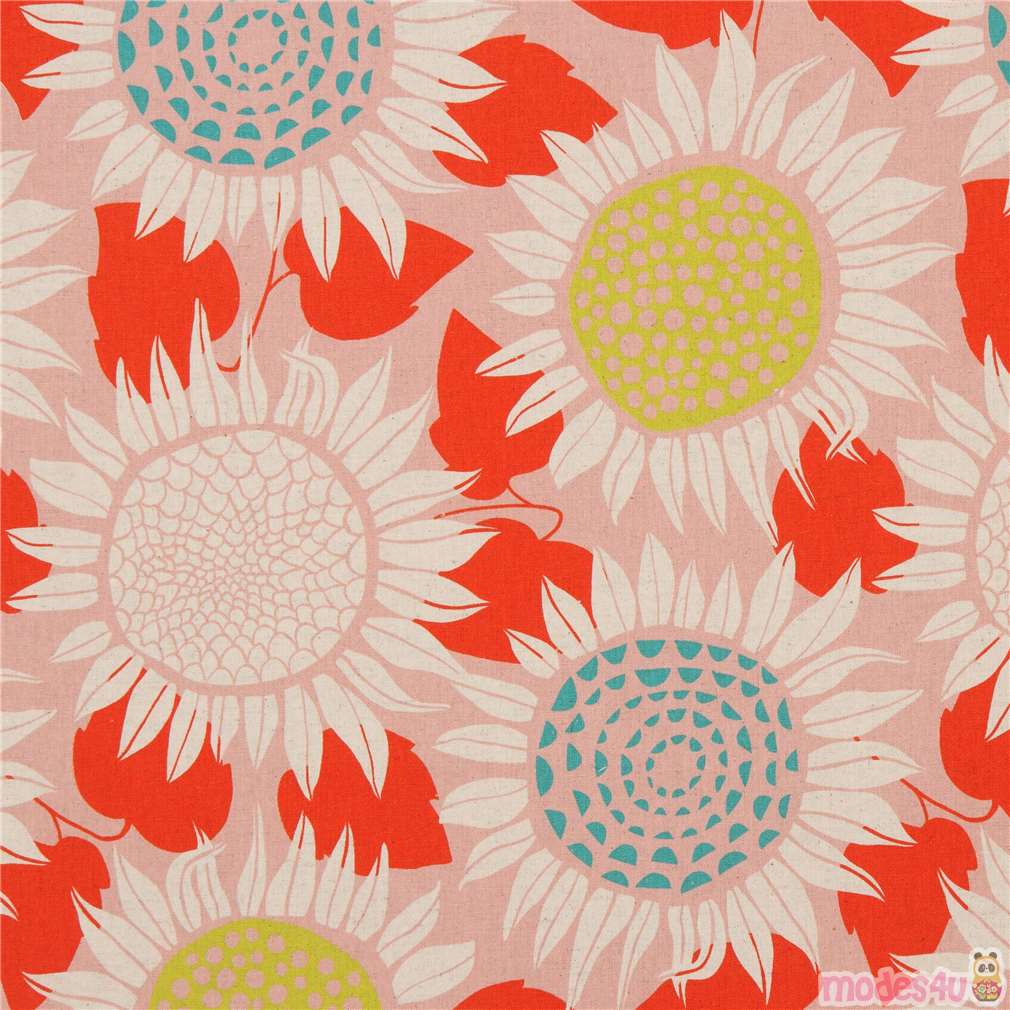 Cotton and Steel peach canvas fabric with big sunflowers modeS4u