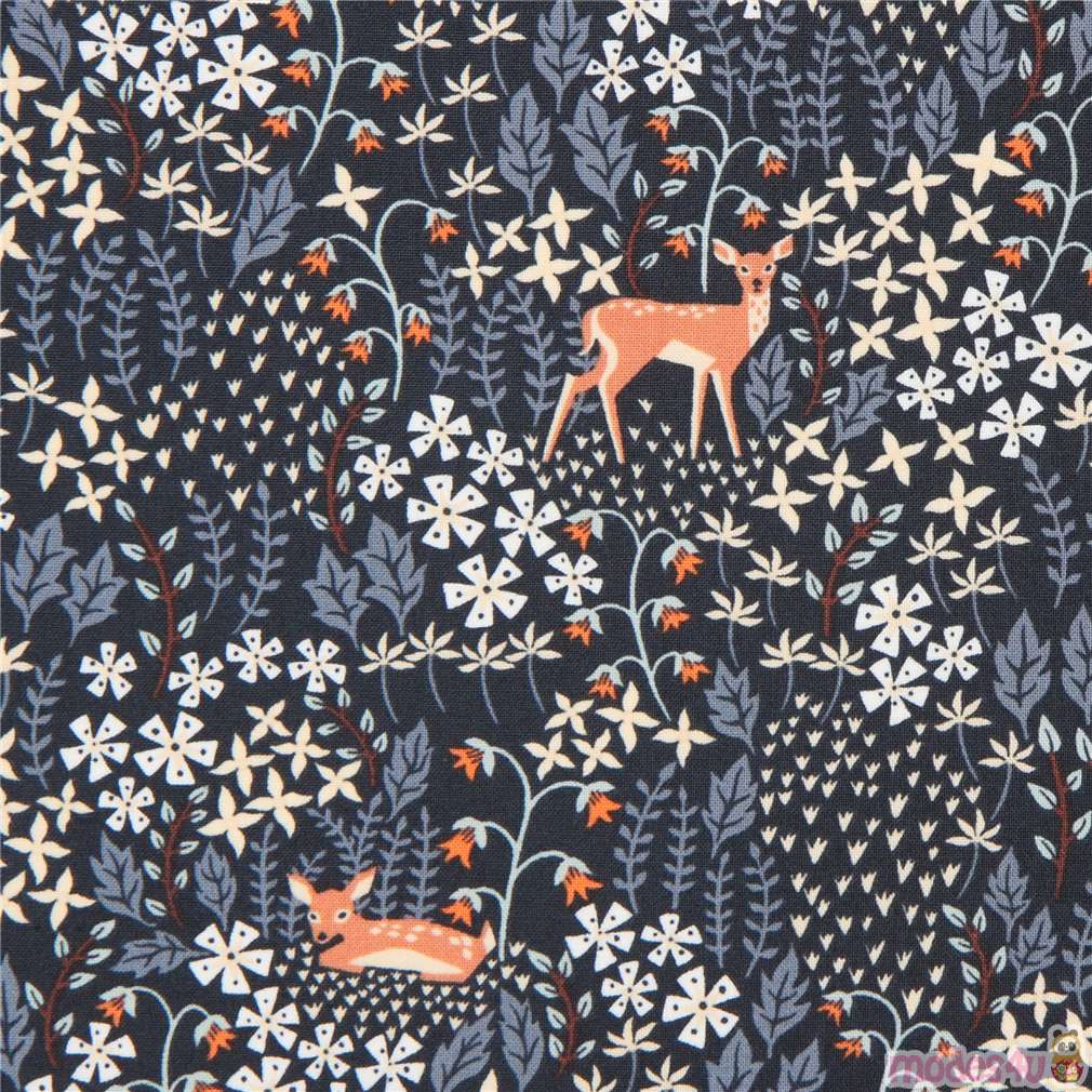 Dear Stella deer fabric in dark grey - modeS4u