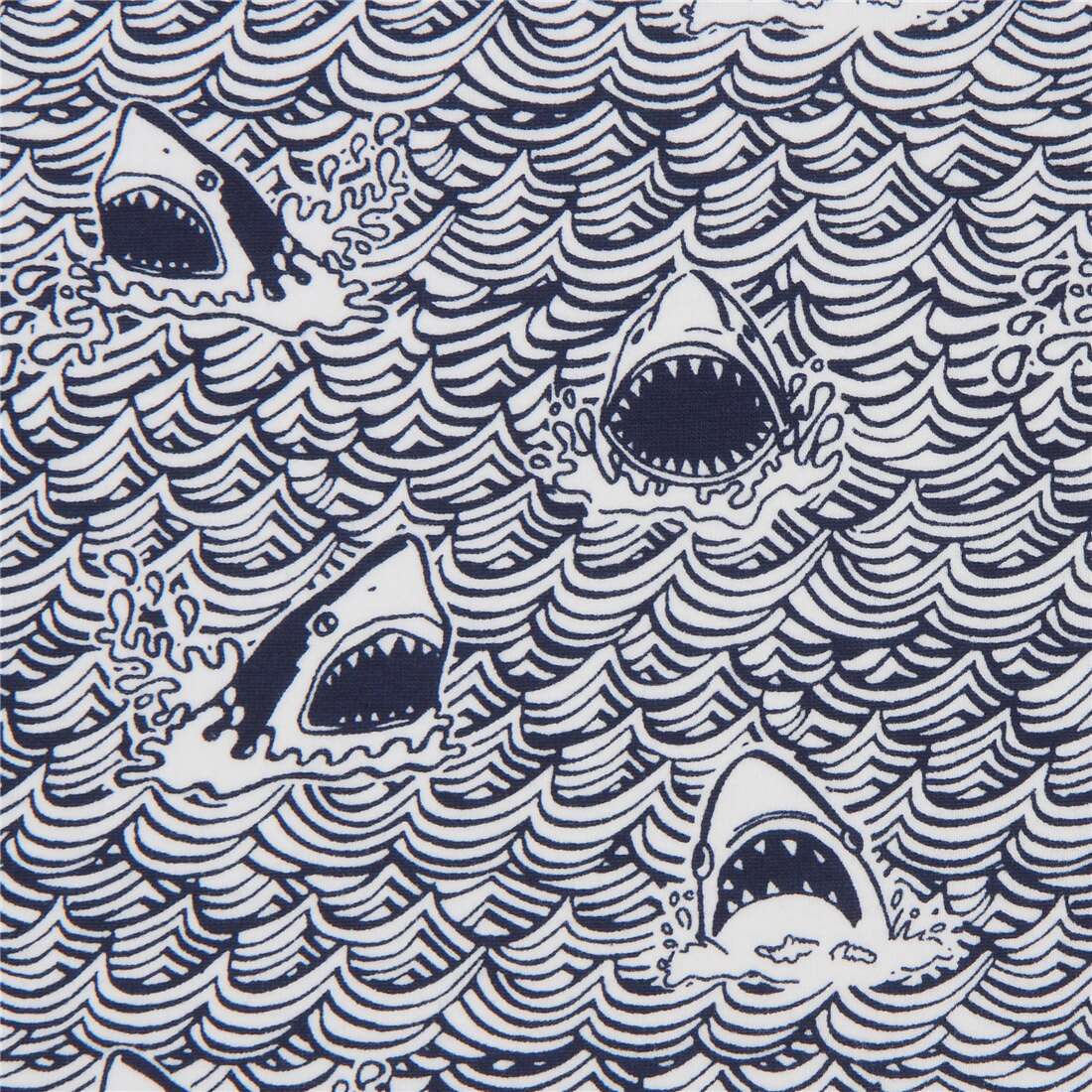 Dear Stella navy blue and white shark knit fabric - modeS4u