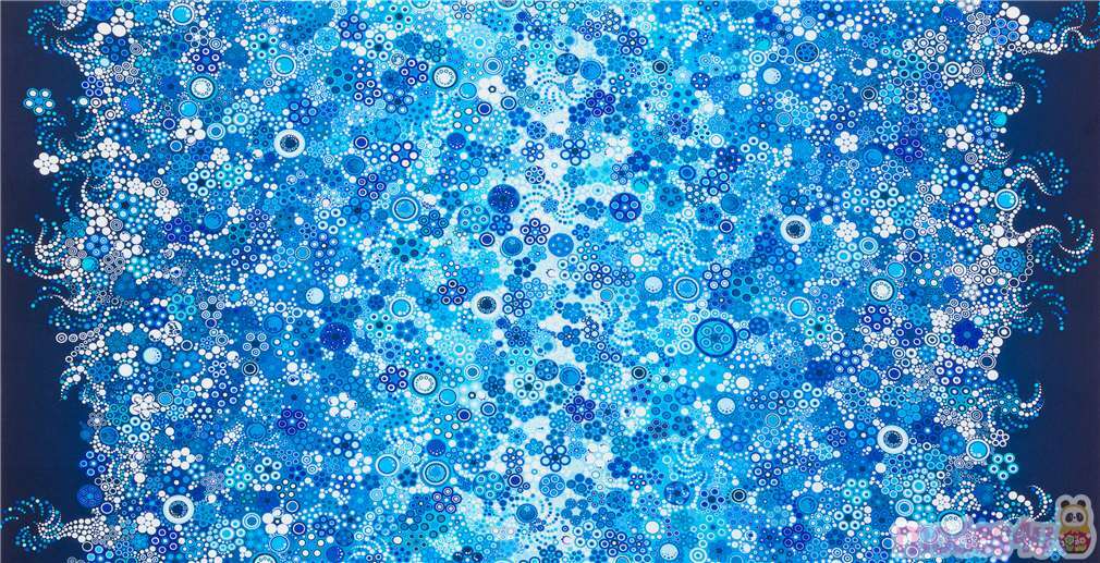 Effervescence Digital Robert Kaufman fabric with circles in blue