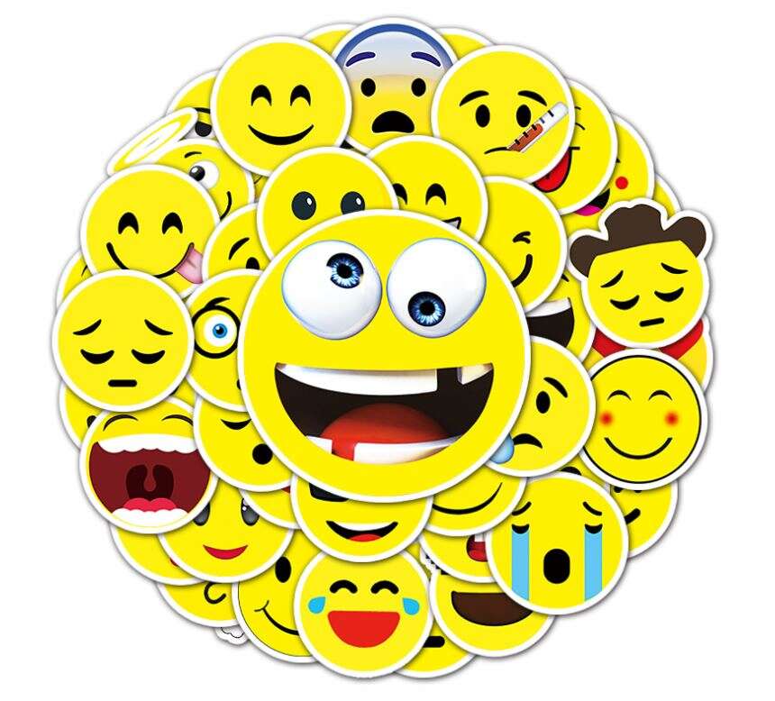 Emoji diecut sticker pack 49 unique designs per packet cute funny smiley  yellow - modeS4u