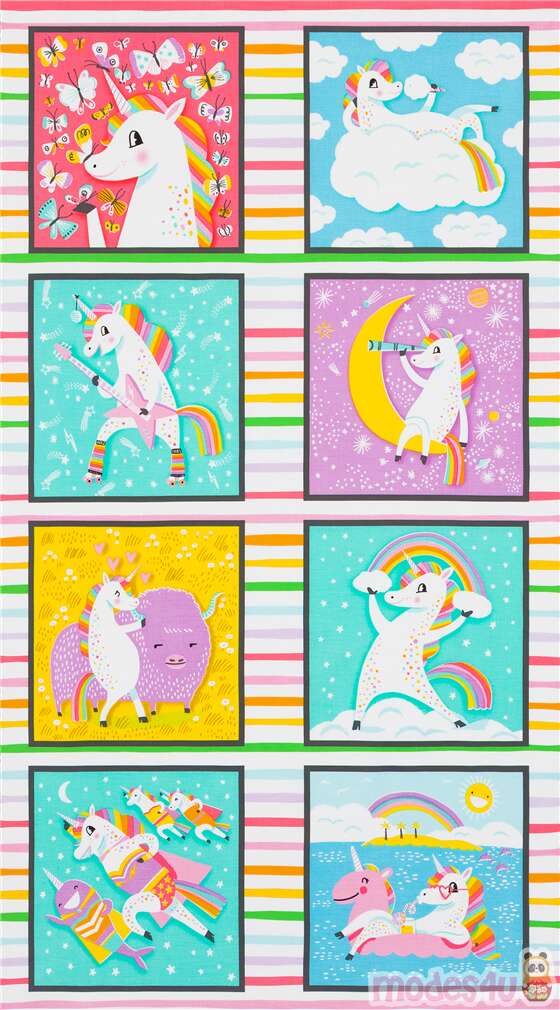 Faulty - magical rainbow unicorn panel fabric by Robert Kaufman - modeS4u