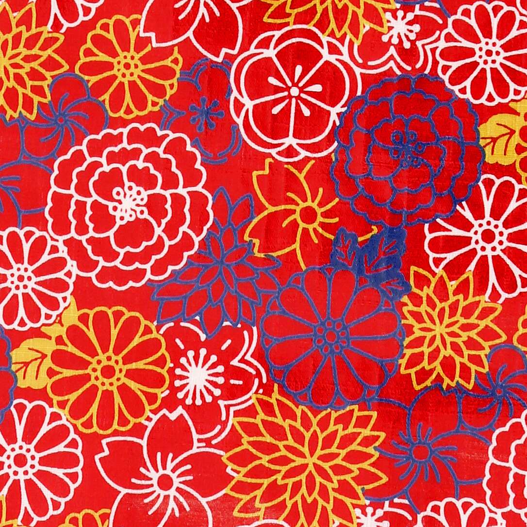 Flowers in red structured laminate dobby fabric from Japan - modeS4u