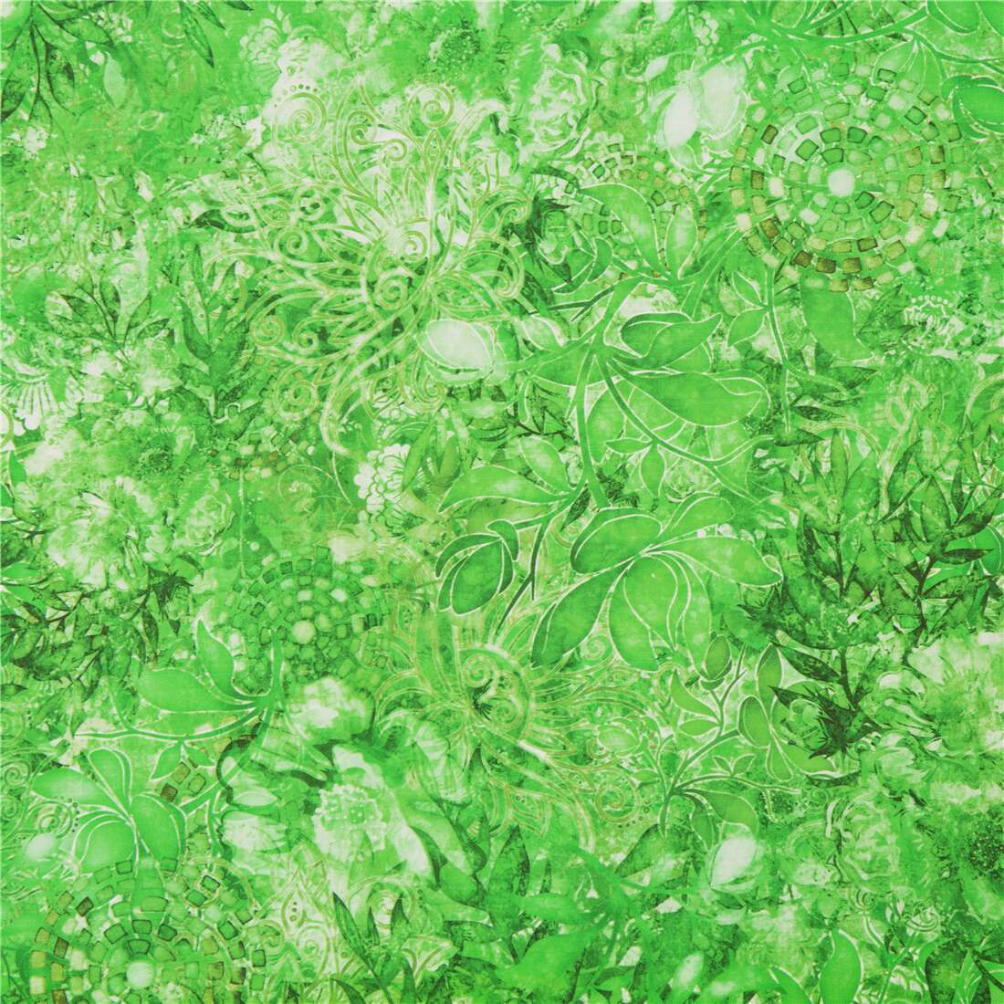 Green floral print Quilting Treasures color graded US fabric Fabric by