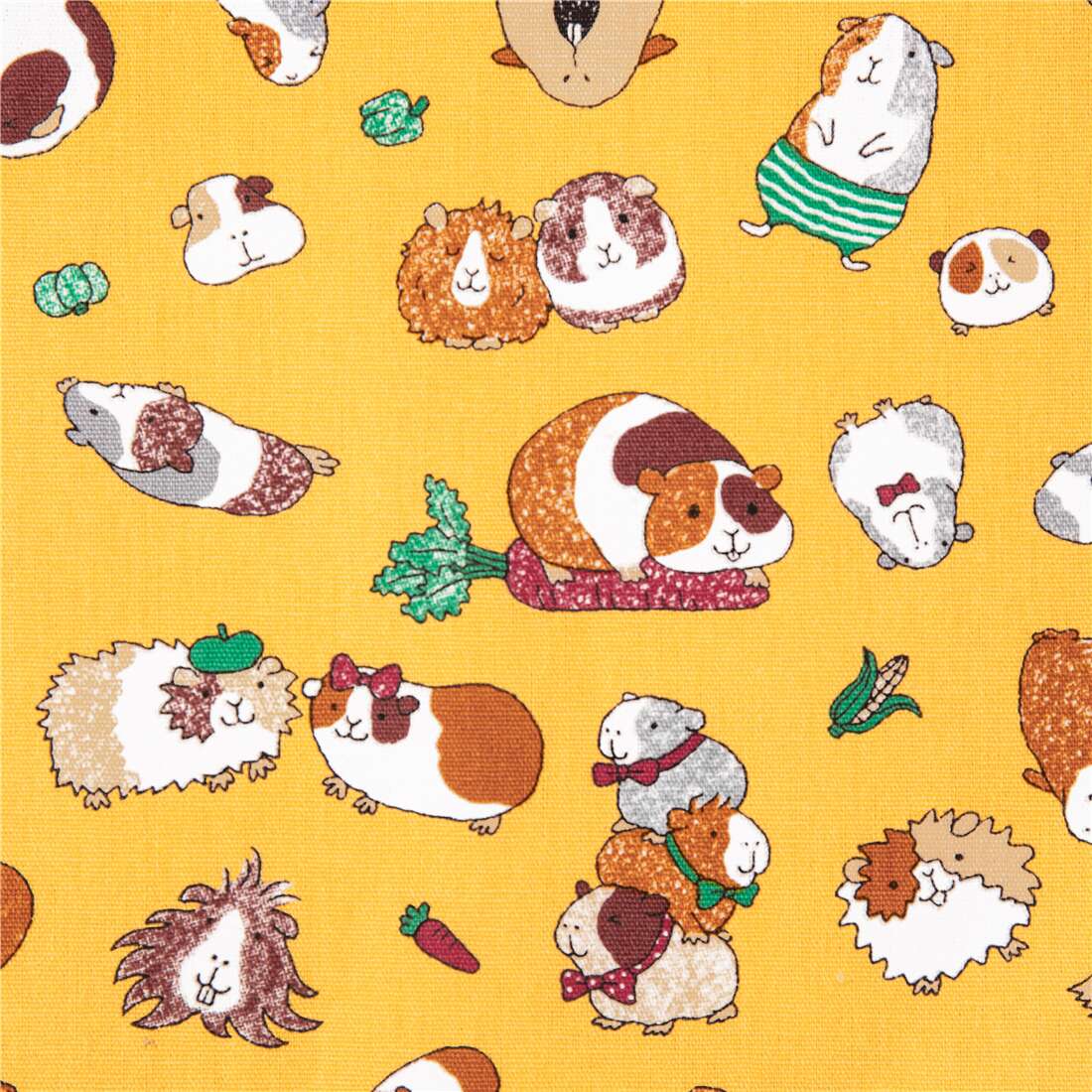 Hamsters cotton fabric yellow carrot corn vegetable Japan modeS4u