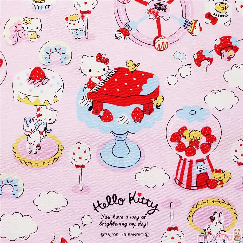 Hello Kitty Pink Oxford Fabric Dessert And Sweet Treat Carnival Pattern Modes4u