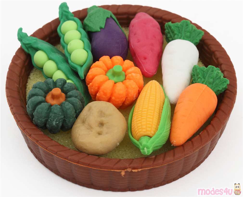 Iwako erasers corn carrot pumpkin vegetable basket set 11 pieces from