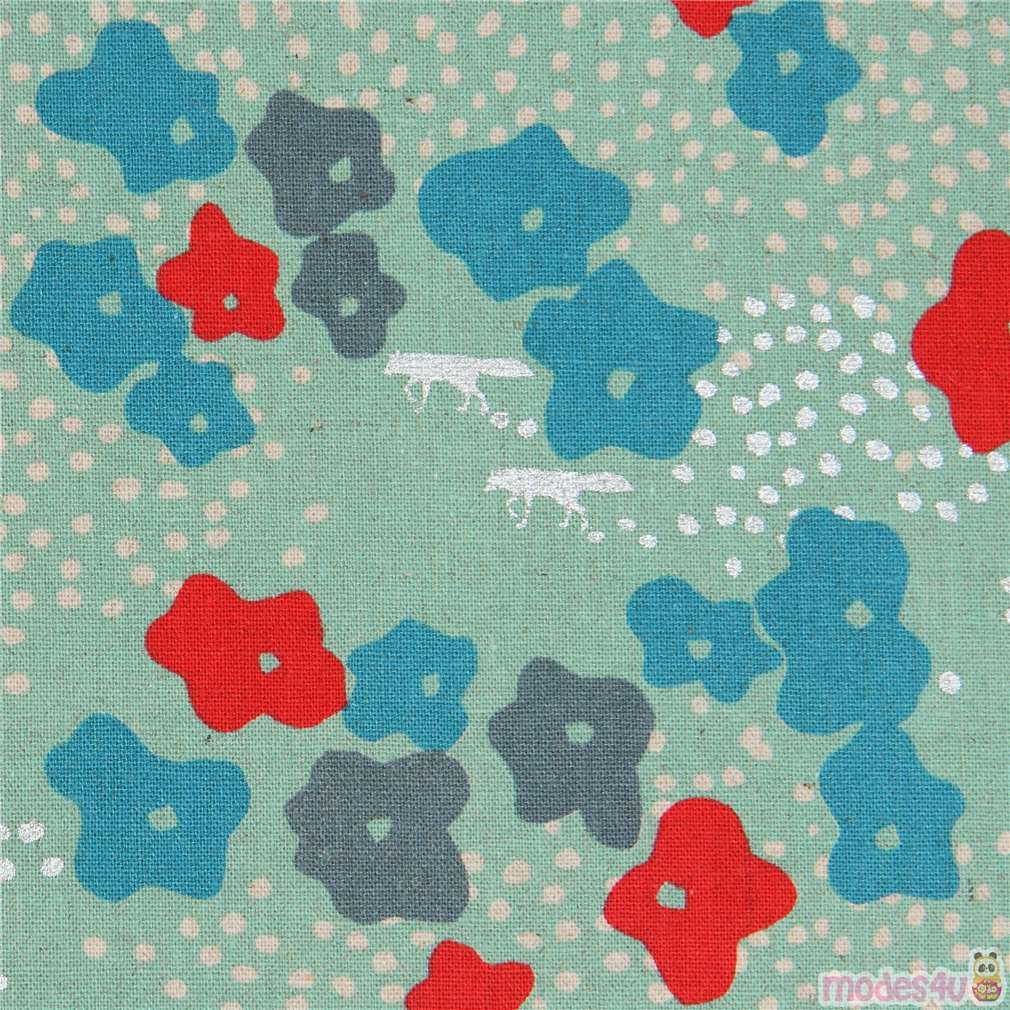 Japanese flower canvas fabric by echino modeS4u
