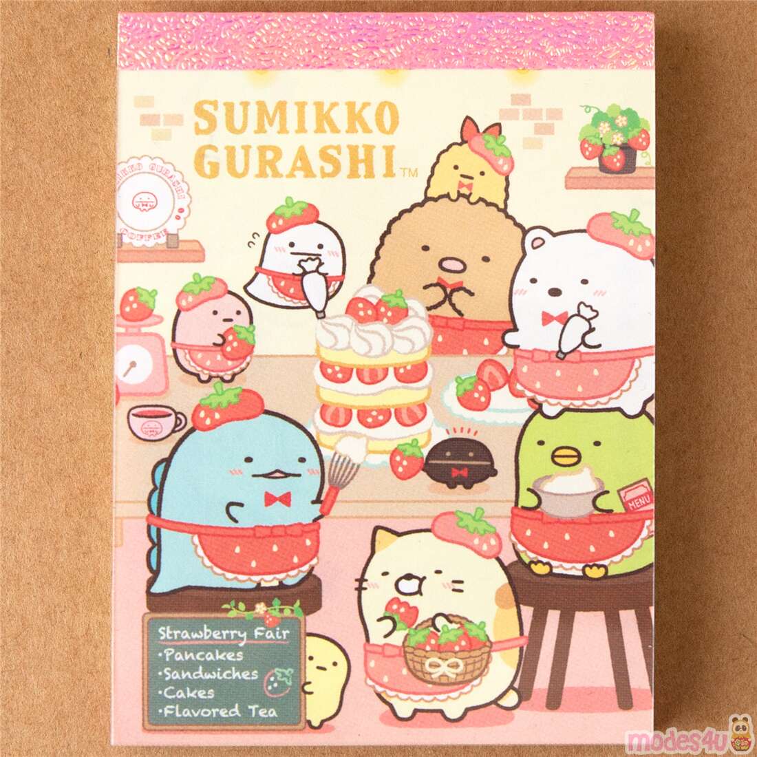 Kissa Sumikko mini memo pad with strawberries by San-X - modeS4u