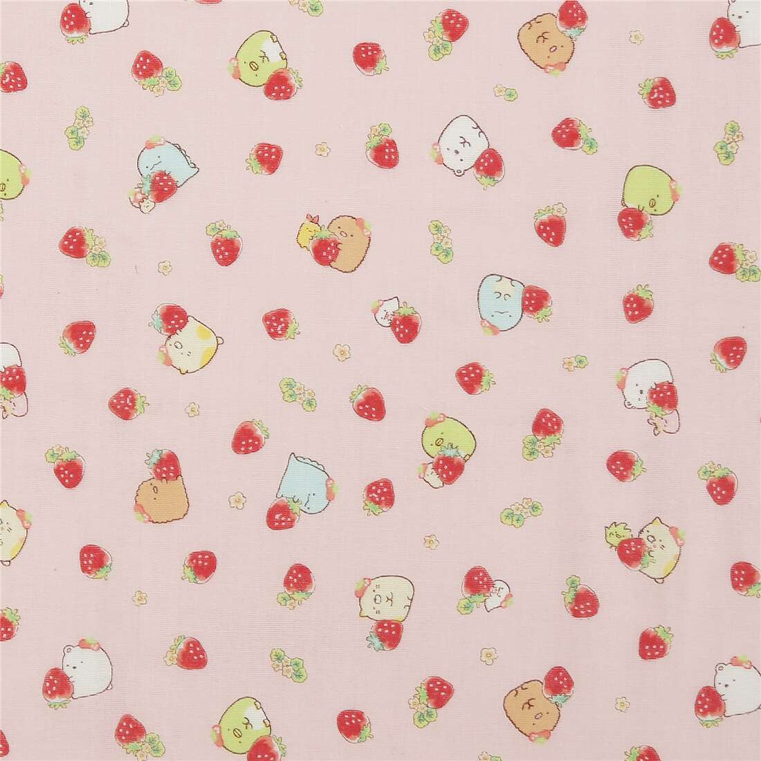Kokka pink cotton gauze fabric strawberry dot Sumikkogurashi Fabric by SanX modes4u