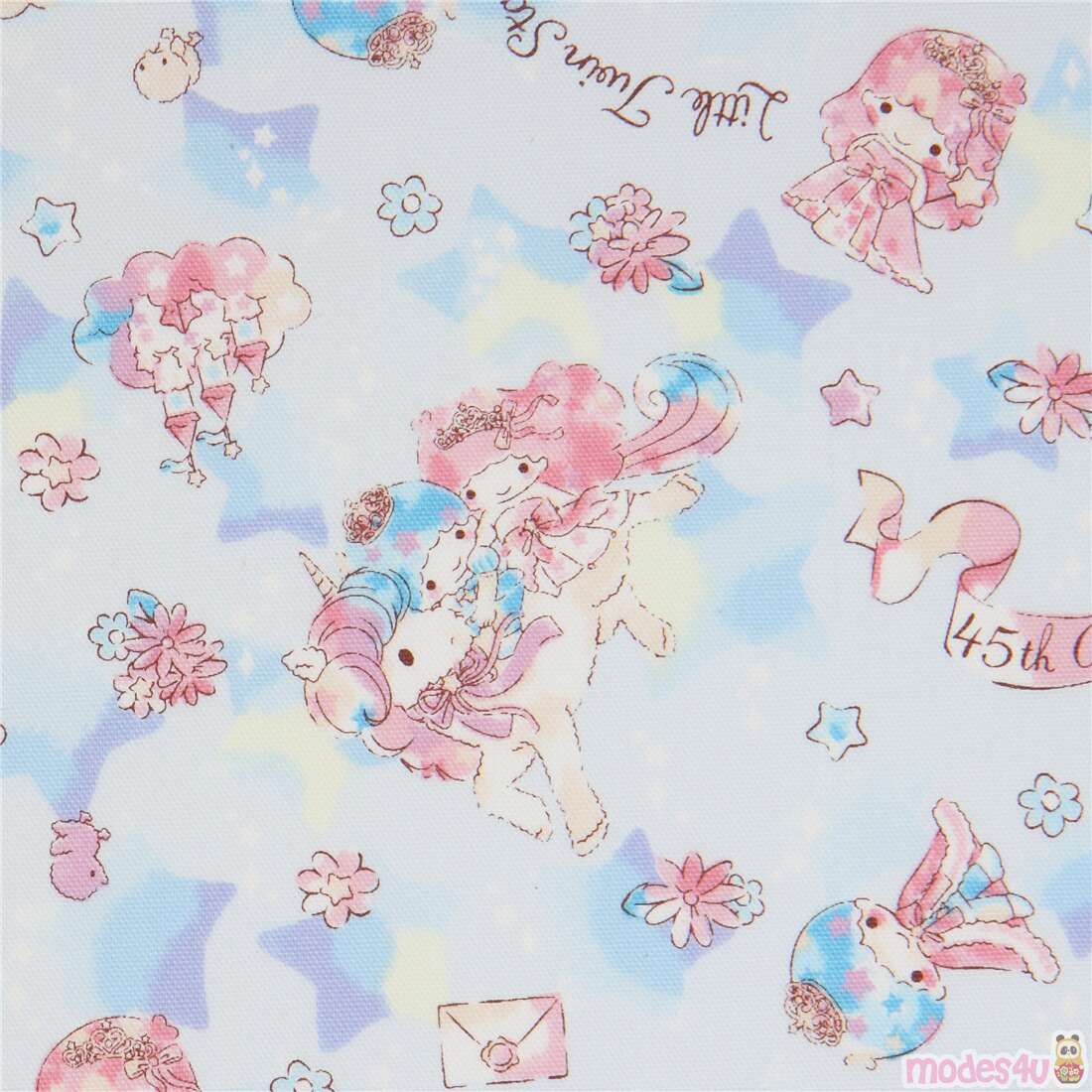 Cute Kawaii Tumbling Unicorn Glitter Stars Fabric by Cosmo - modeS4u