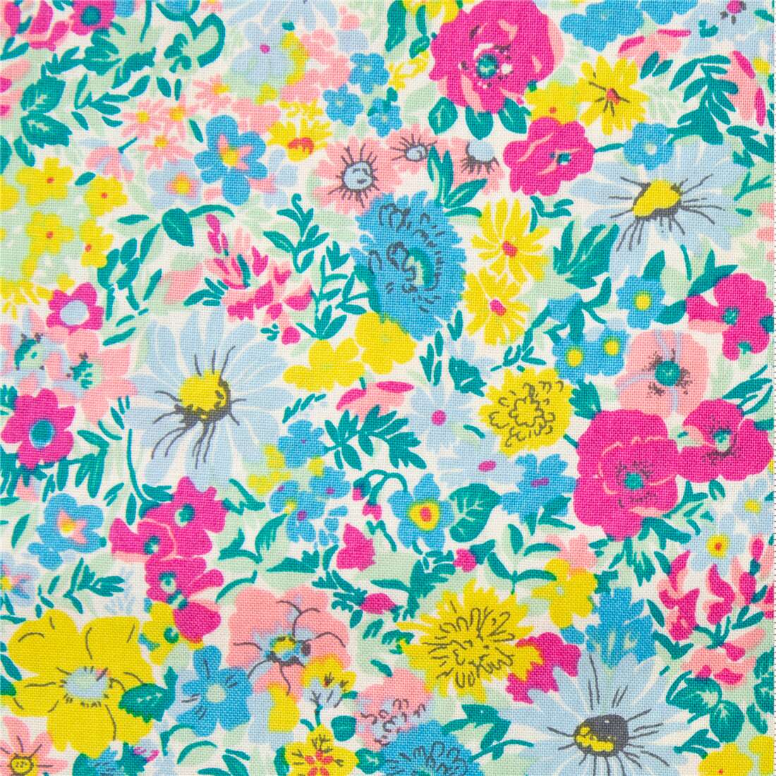 Meadow white fabric with colorful florals by Liberty Fabrics - modeS4u