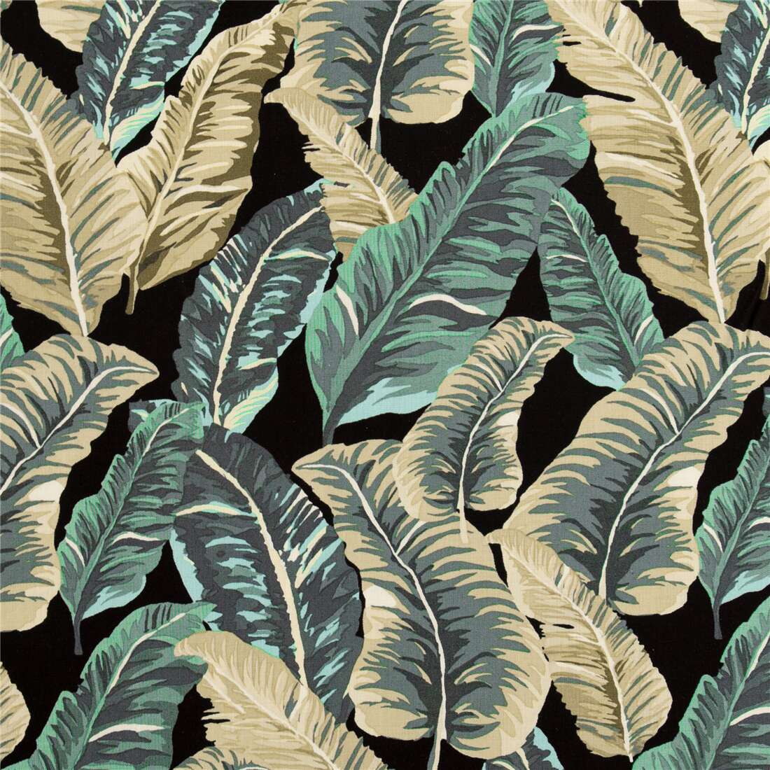 Michael Miller Black Fabric Lush Leaves Tropical Leaves Rainforest Forest Green 247305 1 