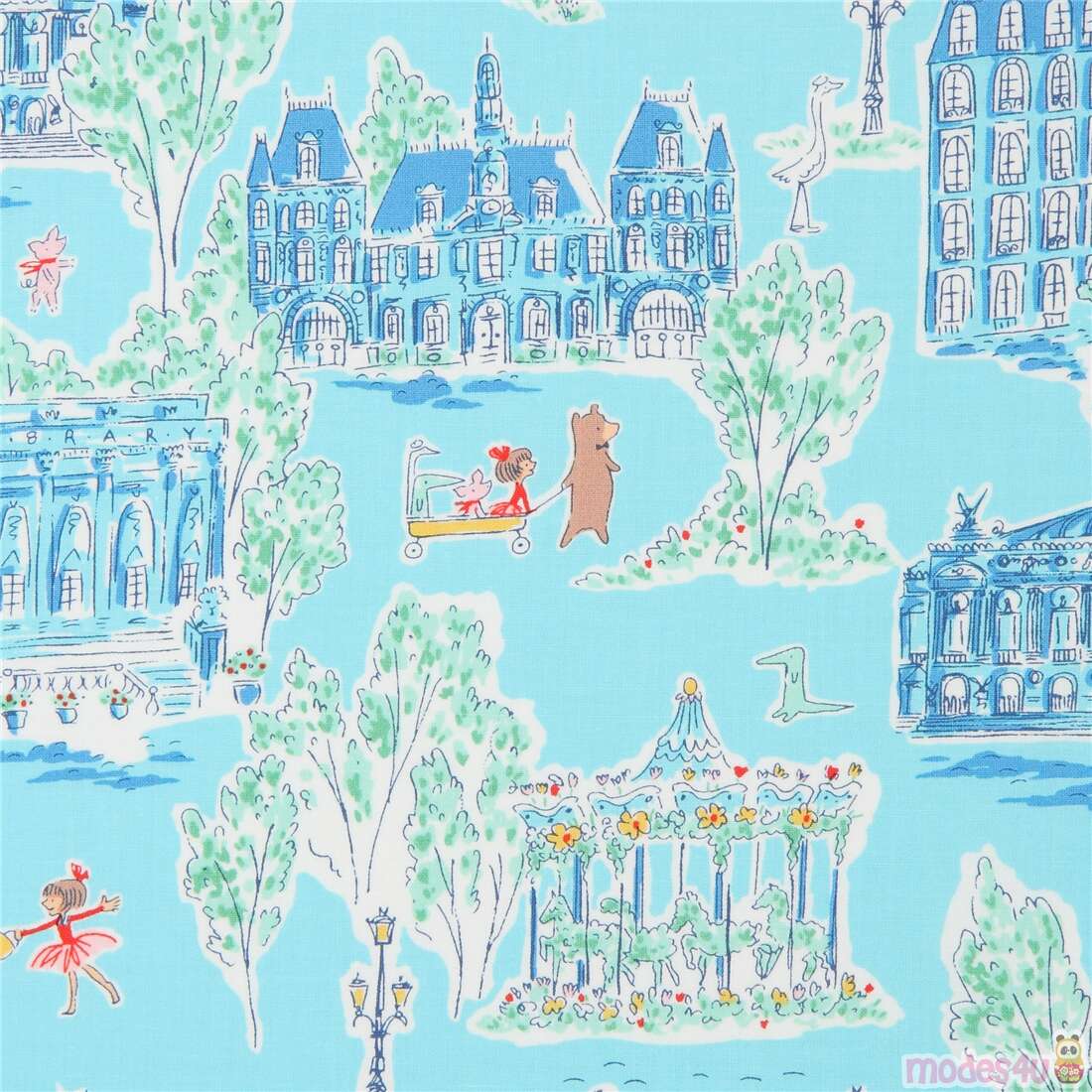 Michael Miller blue town buildings Lola Dutch fabric Fabric by Michael ...