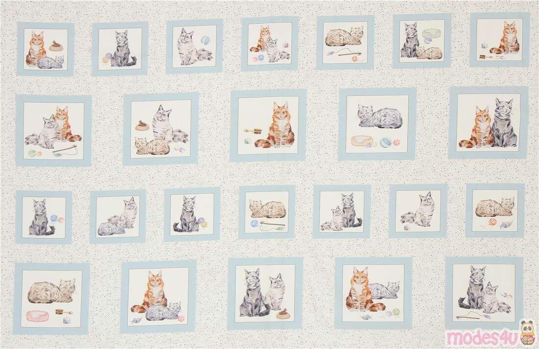 Michael Miller cat portrait panel fabric Fabric by Michael Miller - modes4u