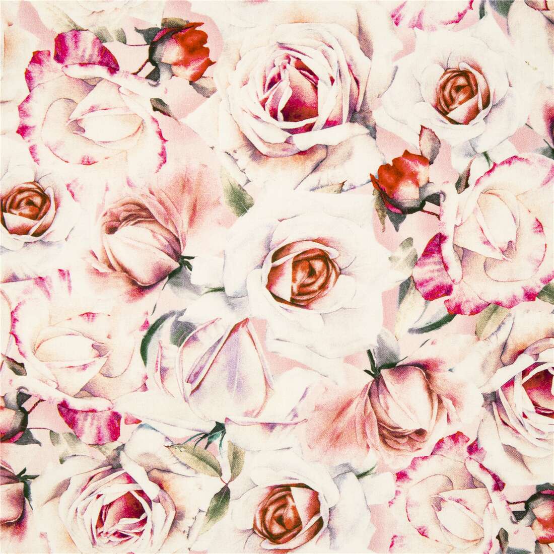 Michael Miller dense florals peach cream roses pink fabric - modeS4u