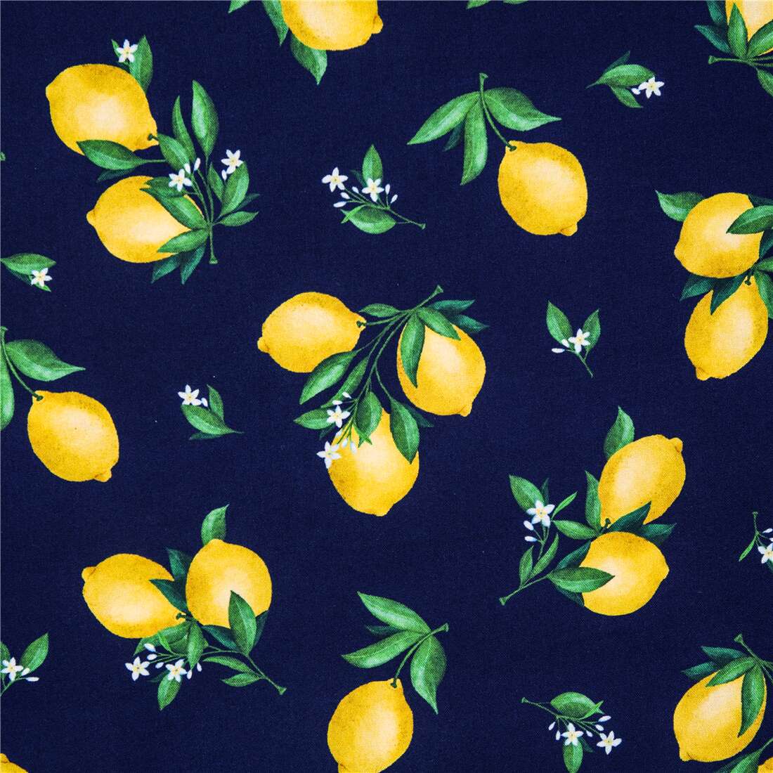 Michael Miller lemon tree branch fruit navy blue cotton fabric - modeS4u