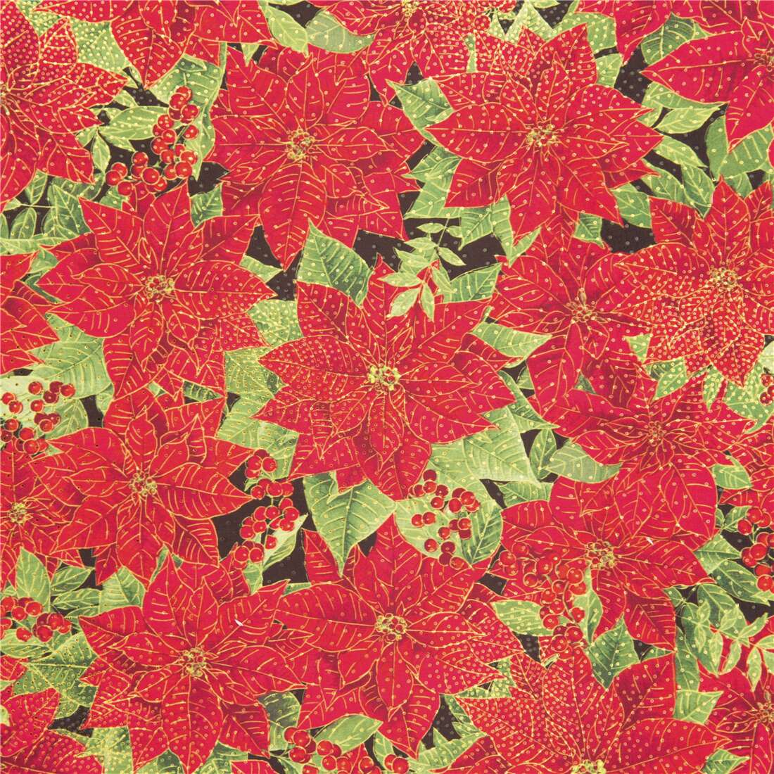 Minky Christmas softie polyester poinsettia Timeless Treasures fabric