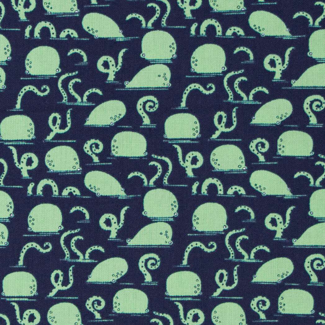 Beachside Pretty Octopus Green Camelot Cotton Fabric 