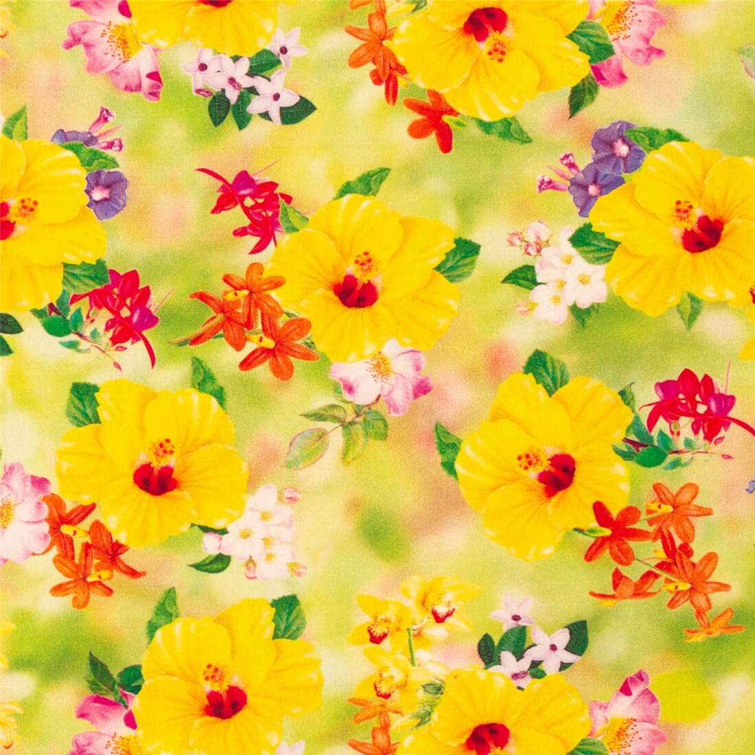 sortere lejesoldat For tidlig Mixed rainbow floral print Quilting Treasures yellow fabric - modeS4u