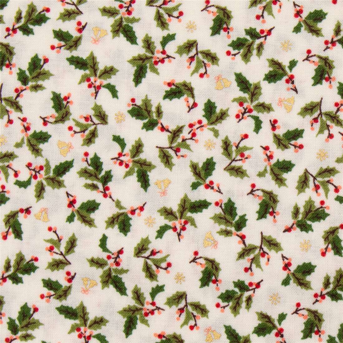 Christmas Holly and Berries Fabric        1  Yard.