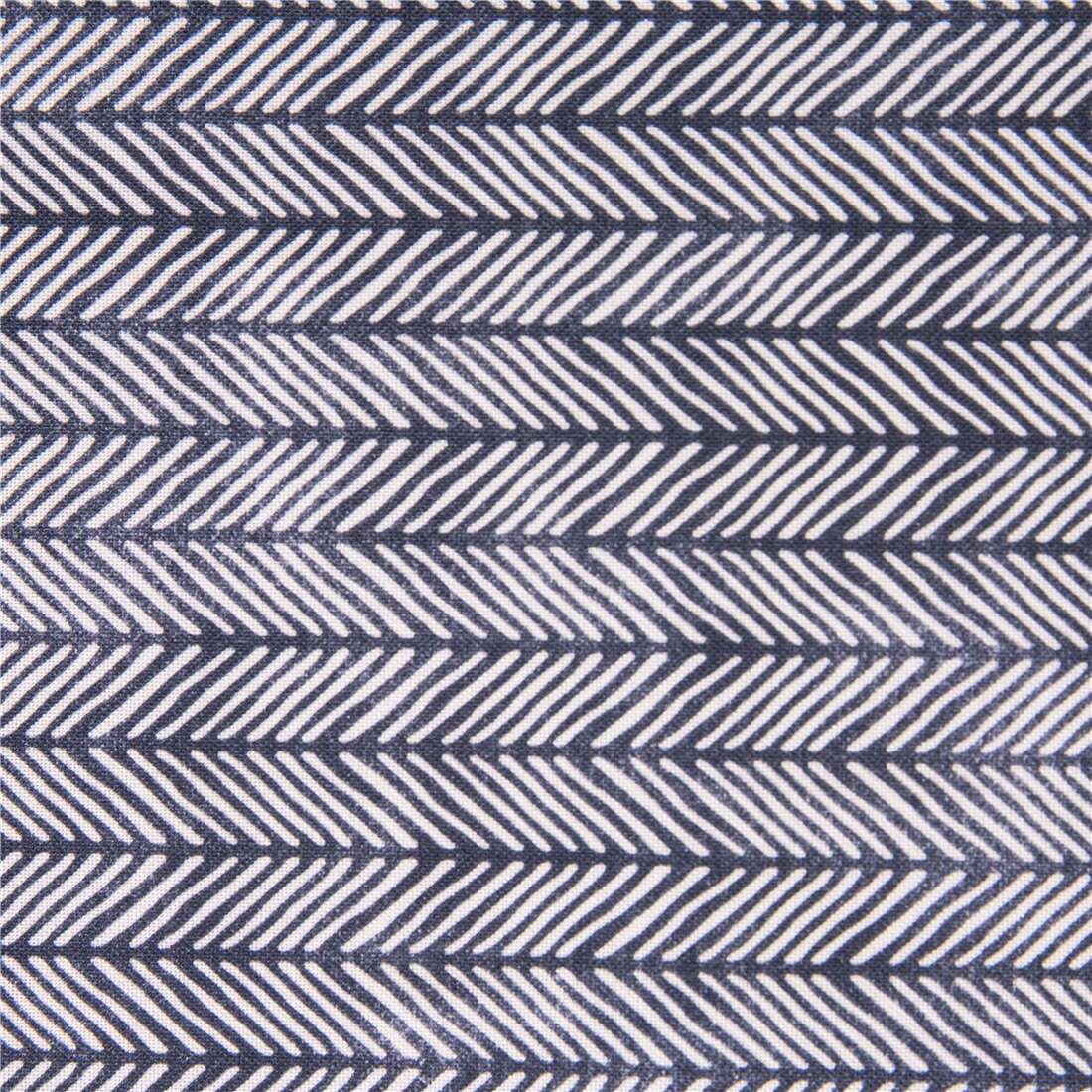 Navy Blue White Herringbone Stripes Fabric by Michael Miller